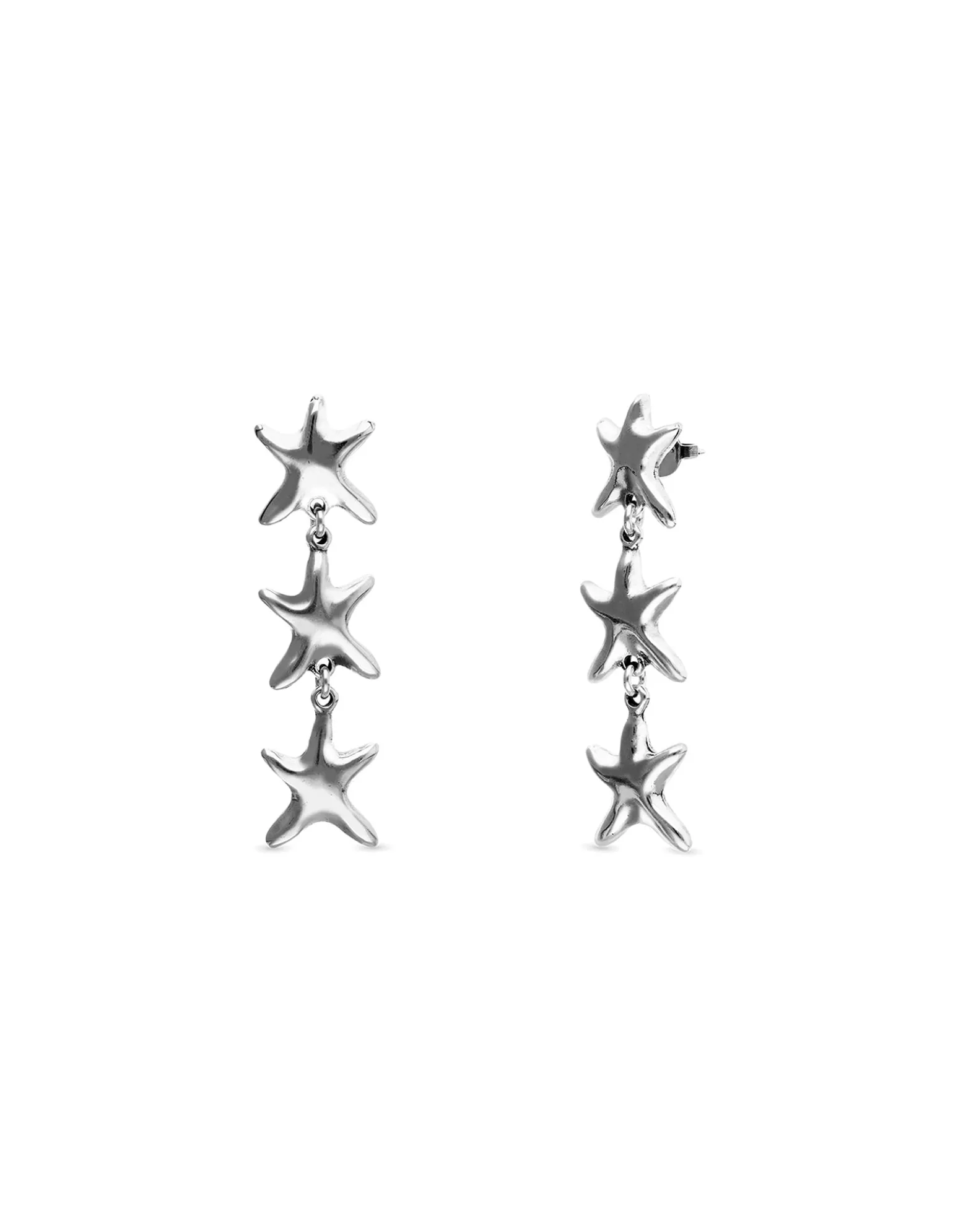 Pendientes largos con tres estrellas de mar
