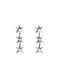 Pendientes largos con tres estrellas de mar