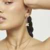 Pendientes largos de aleación de metales bañados en oro 18k en forma de mariposa