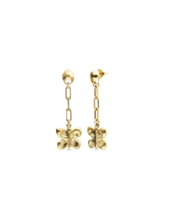 Pendientes largos de aleación de metales bañados en oro 18k en forma de mariposa