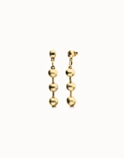 Pendientes largos de bolas bañados en oro 18k