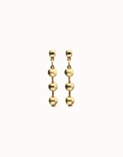 Pendientes largos de bolas bañados en oro 18k
