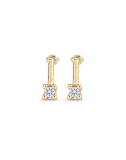 Pendientes medianos bañados en oro de 18K con circonita azul