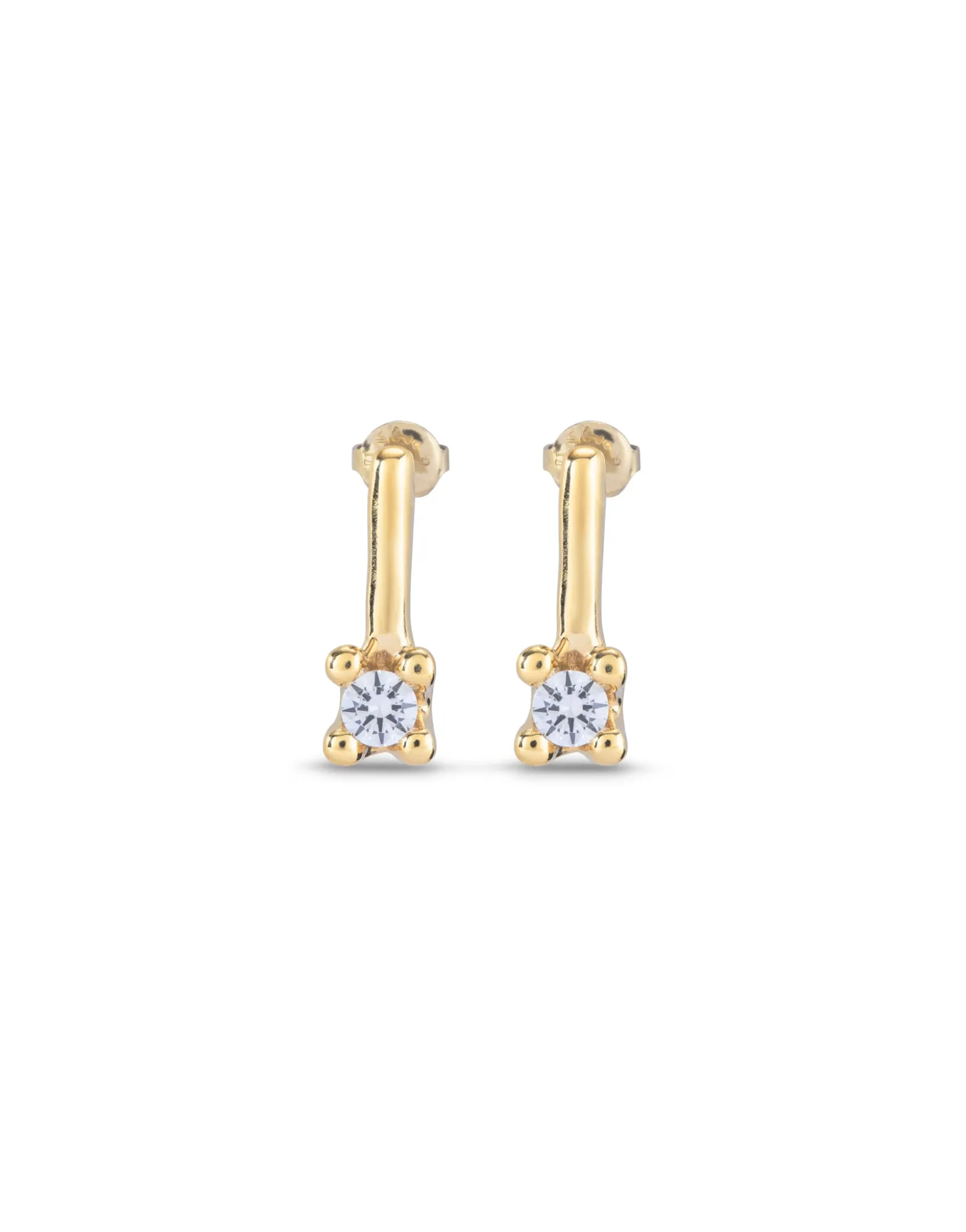 Pendientes medianos bañados en oro de 18K con circonita azul