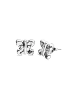 Pendientes pequeños con forma de mariposa bañados en plata de ley