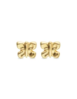 Pendientes pequeños con forma de mariposa bañados en oro 18k