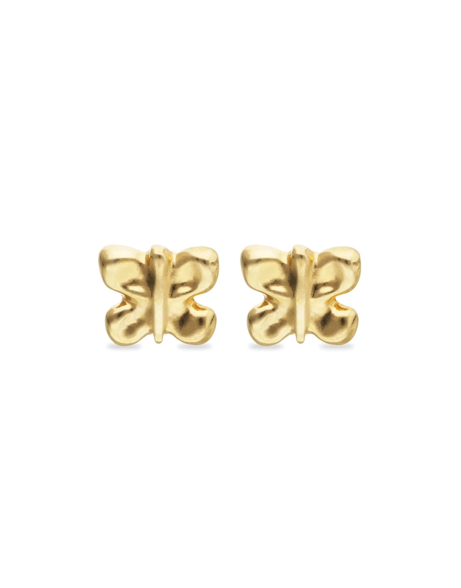 Pendientes pequeños con forma de mariposa bañados en oro 18k