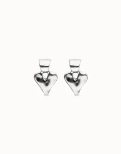 Pendientes pequeños de corazón bañado en plata de ley