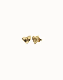 Pendientes tipo piercing de corazón bañados en oro 18k