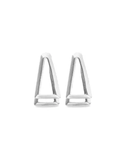 Pendientes triangulares dobles bañados en plata de ley