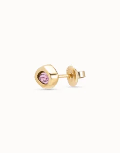 Piercing bañado en oro de 18k y un cristal morado