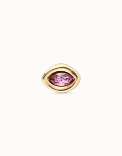 Piercing bañado en oro de 18k y un cristal morado