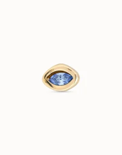 Piercing bañado en oro de 18k y un cristal azul