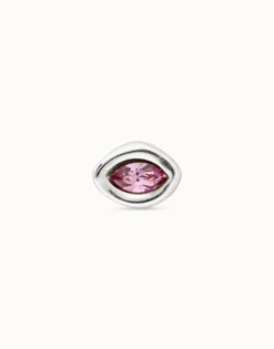 Piercing bañado en plata de ley con cristal rosa mujer