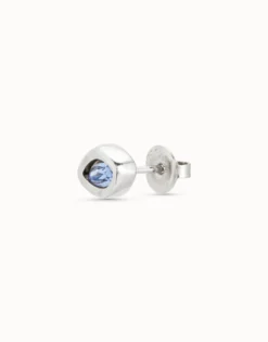 Piercing bañado en plata de ley con cristal azul mujer