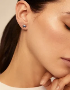 Piercing bañado en plata de ley con cristal azul mujer