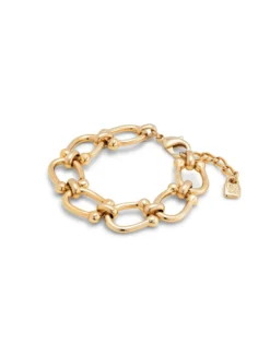 Pulsera bañada en oro 18k con eslabones ovalados medianos