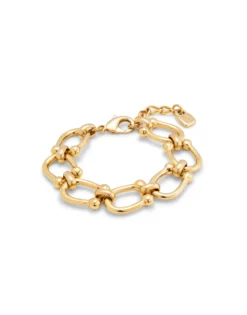 Pulsera bañada en oro 18k con eslabones ovalados medianos
