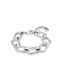 Pulsera bañada en plata con eslabones ovalados medianos
