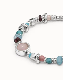 Pulsera bañada en plata de ley con piedras y cristales