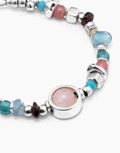 Pulsera bañada en plata de ley con piedras y cristales