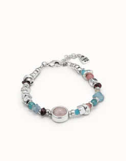 Pulsera bañada en plata de ley con piedras y cristales