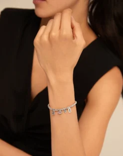 Pulsera bañada en plata de ley con charms