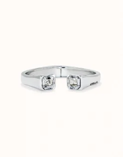 Pulsera bañada en plata de ley con cristal blanco