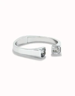 Pulsera bañada en plata de ley con cristal blanco