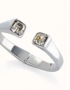Pulsera bañada en plata de ley con cristal blanco