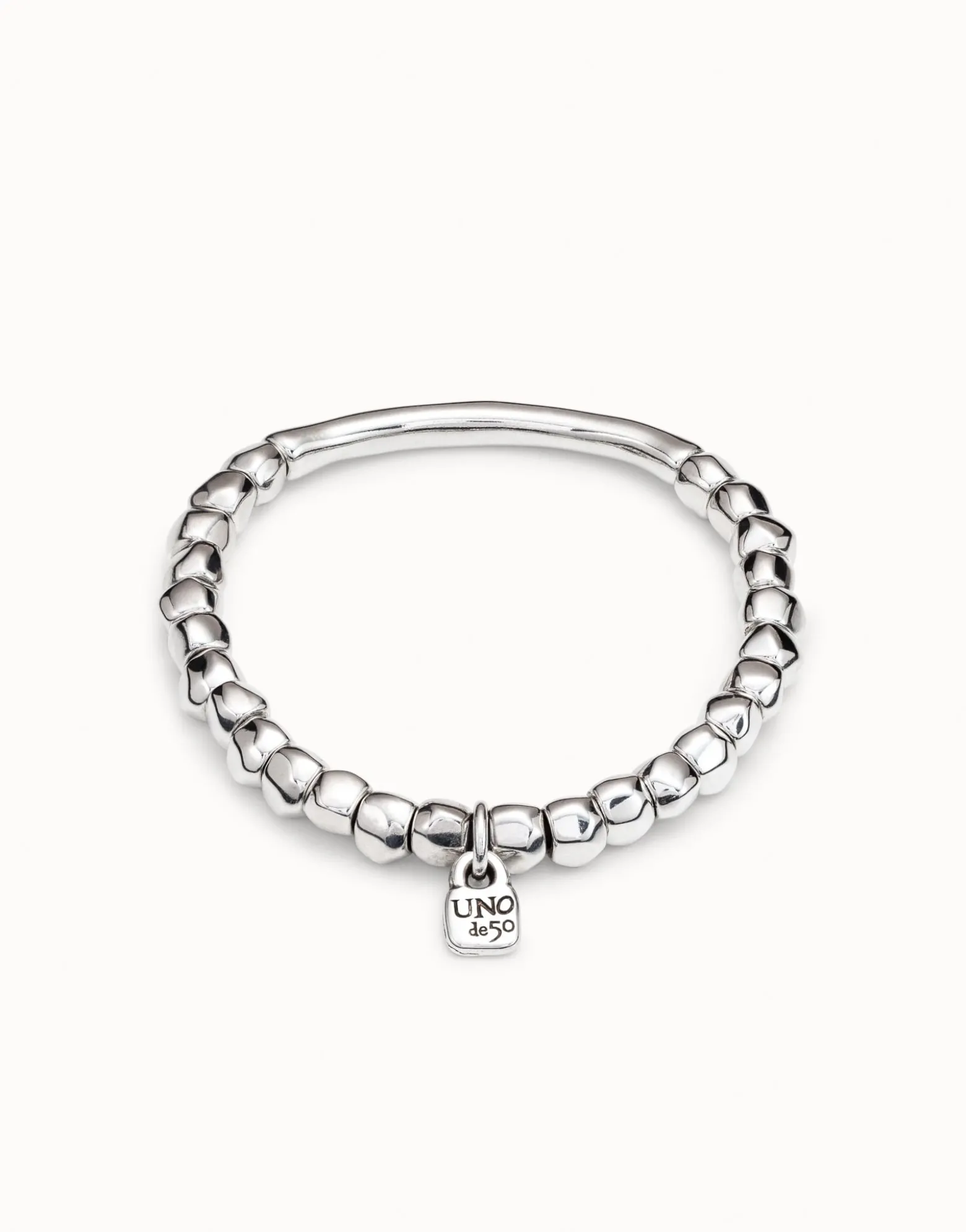 Pulsera bañada en plata de ley con pieza tubular