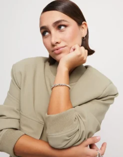 Pulsera bañada en plata de ley con pieza tubular