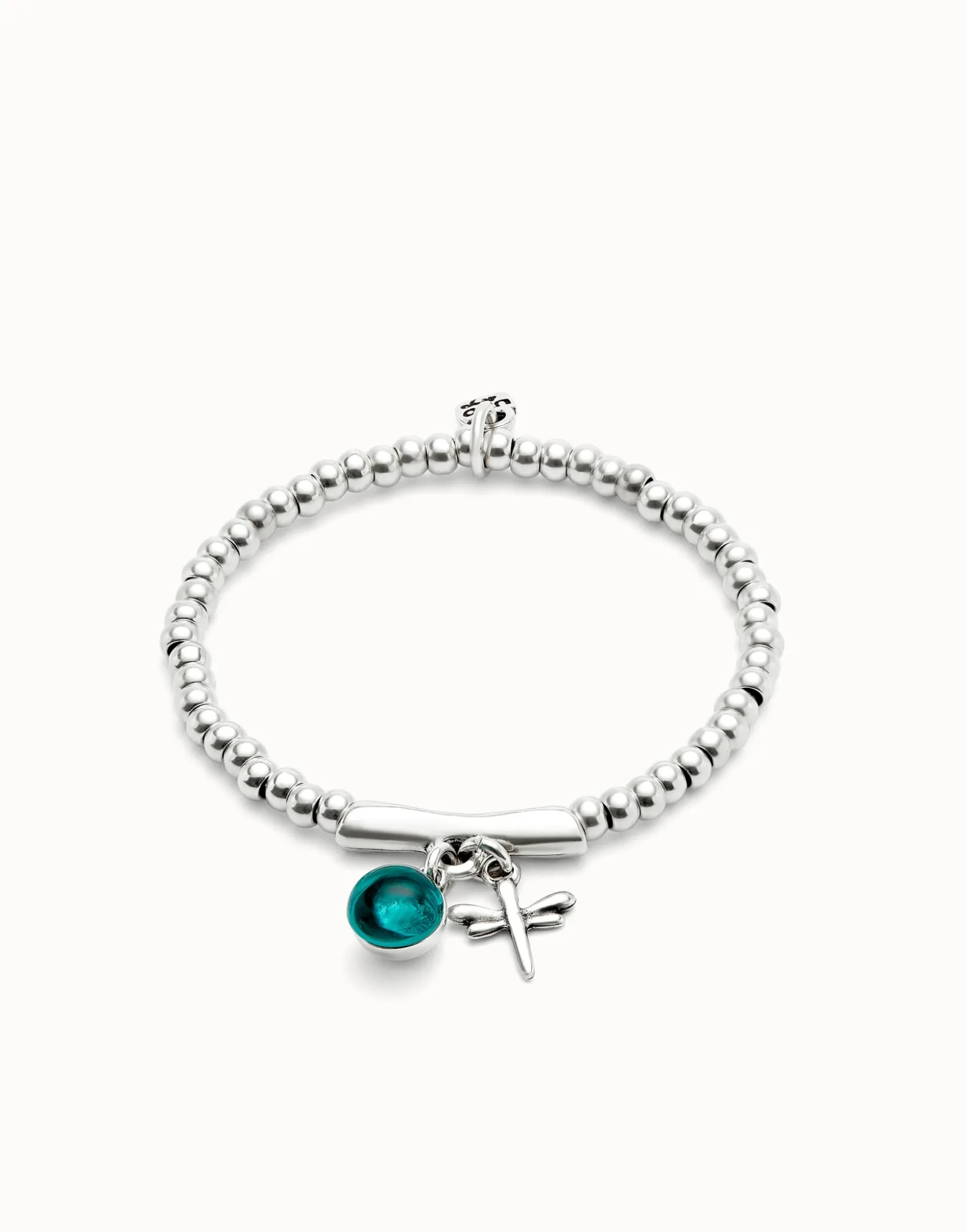 Pulsera bañada en plata de ley con cristal de murano y libélula