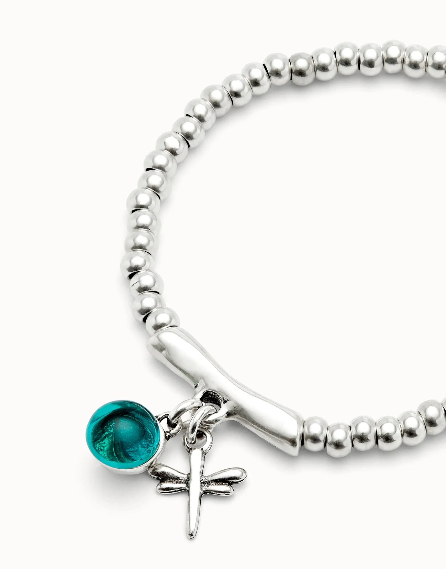 Pulsera bañada en plata de ley con cristal de murano y libélula