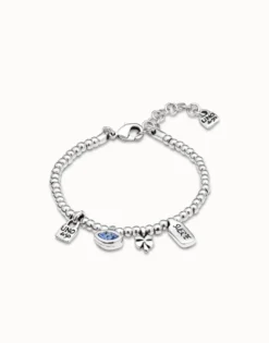 Pulsera bañada en plata de ley y cristal .