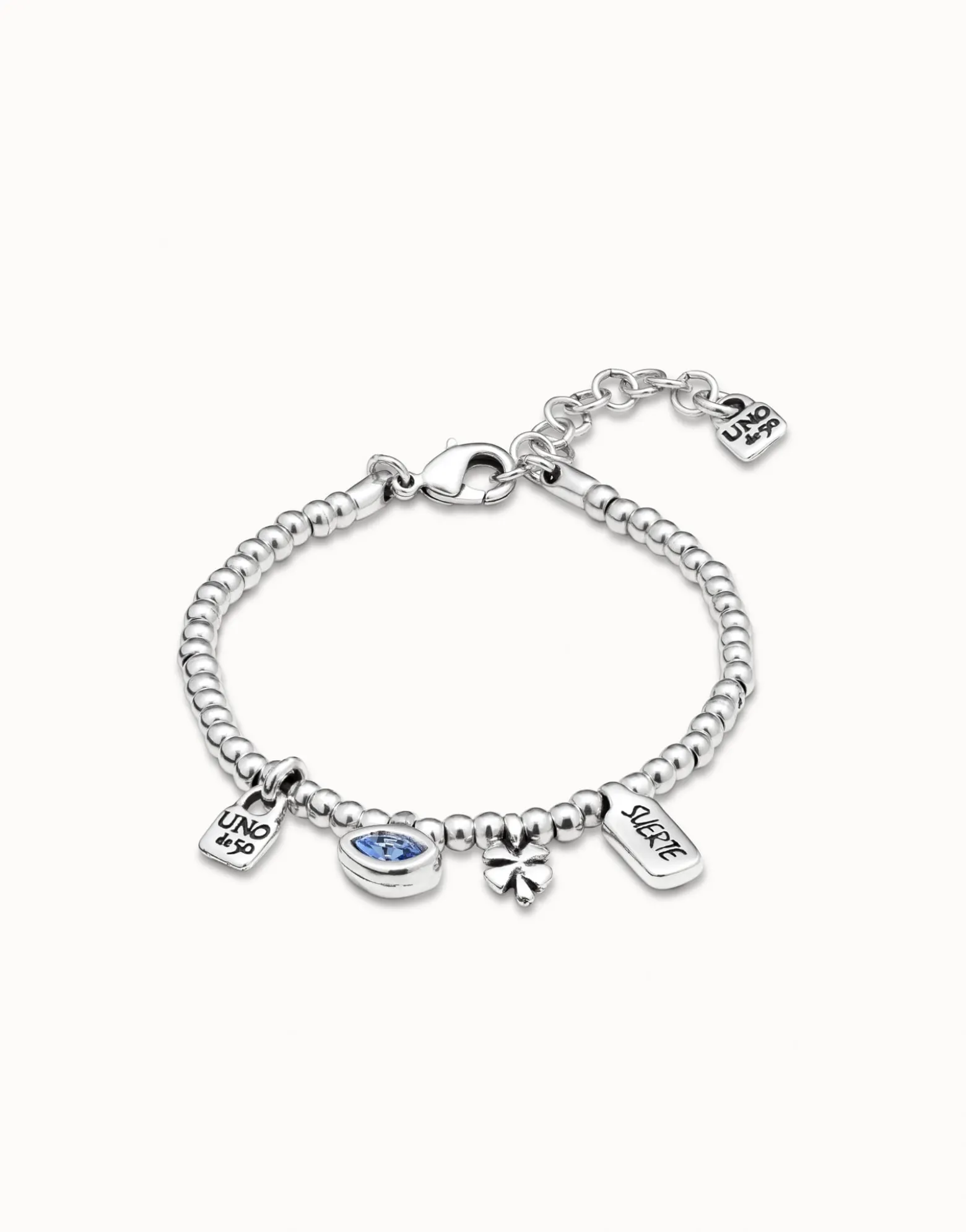 Pulsera bañada en plata de ley y cristal .