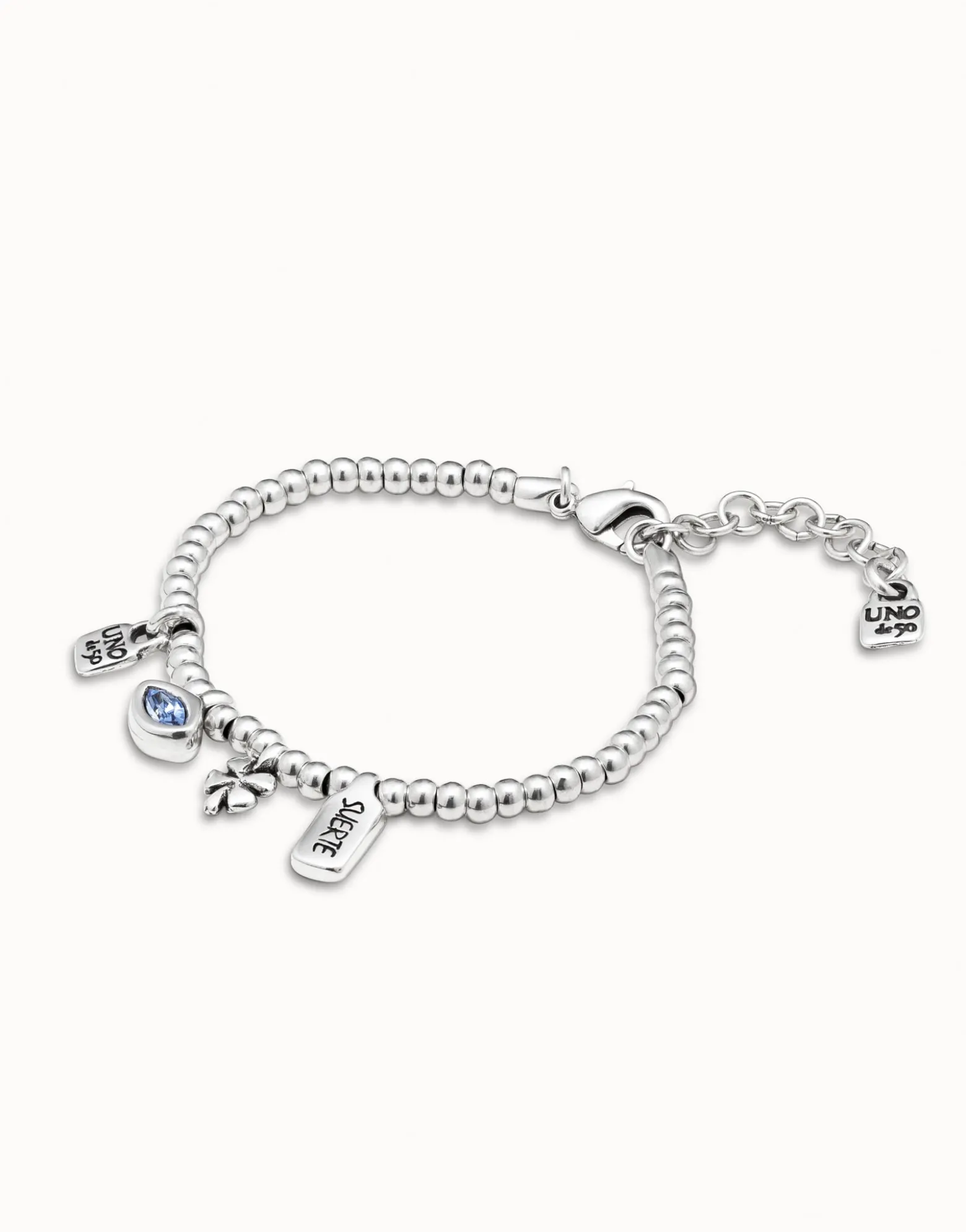 Pulsera bañada en plata de ley y cristal .
