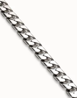Pulsera bañada en plata ley con cadena barbada y cierre automático