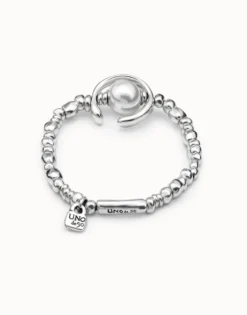 Pulsera bañado en plata de ley con perla blanca mujer