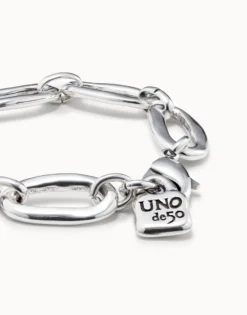 Pulsera bañado en plata de ley de eslabones gruesos