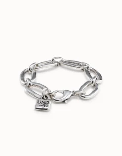 Pulsera bañado en plata de ley de eslabones gruesos