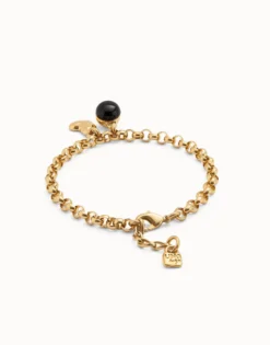 Pulsera cadena bañadas en oro 18k con charm corazón