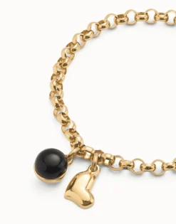 Pulsera cadena bañadas en oro 18k con charm corazón