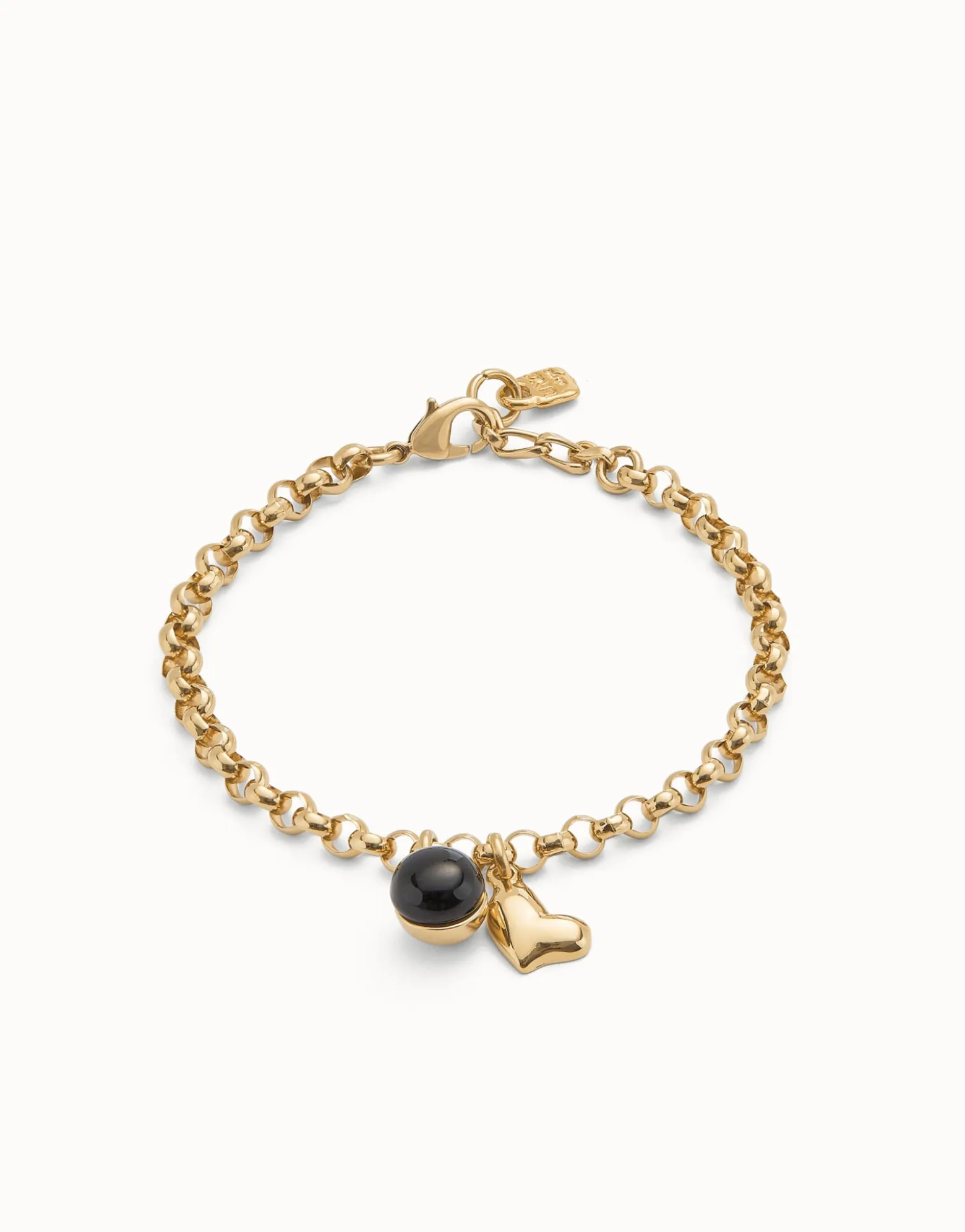 Pulsera cadena bañadas en oro 18k con charm corazón