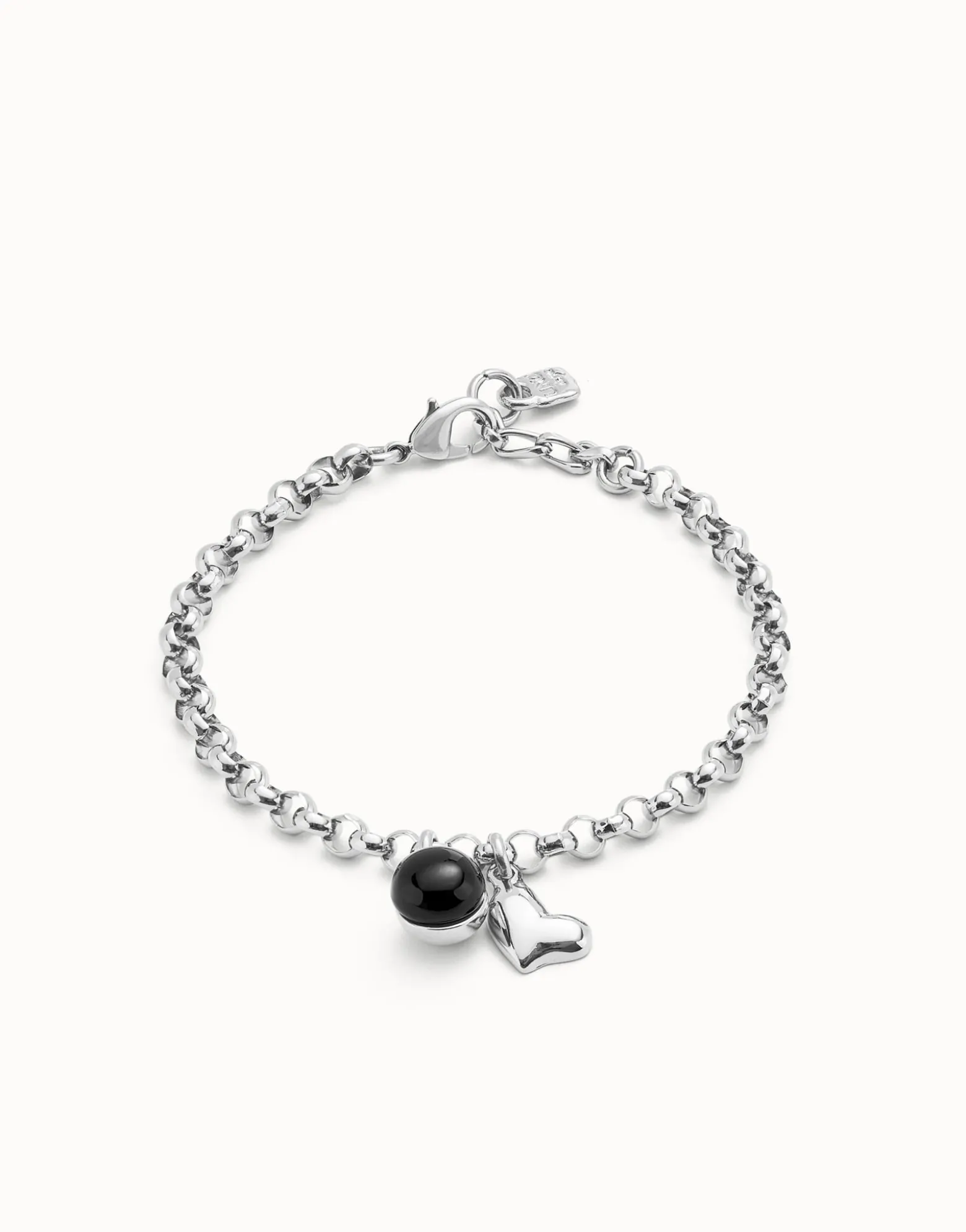 Pulsera cadena bañadas en plata de ley con charm corazón