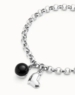 Pulsera cadena bañadas en plata de ley con charm corazón