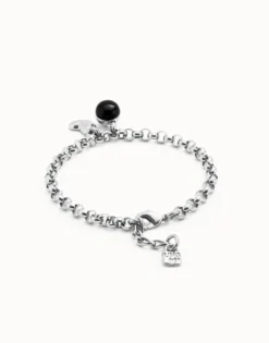 Pulsera cadena bañadas en plata de ley con charm corazón