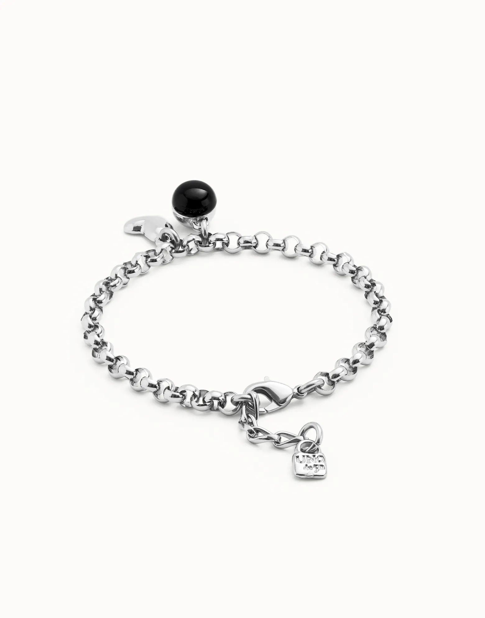 Pulsera cadena bañadas en plata de ley con charm corazón