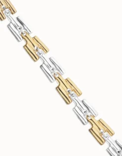 Pulsera combinada bañada en plata de ley y oro 18k con eslabones