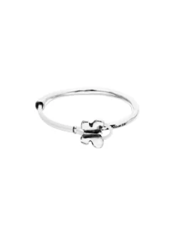 Pulsera combinada en cuero blanco y plata de ley con adorno de mariposa